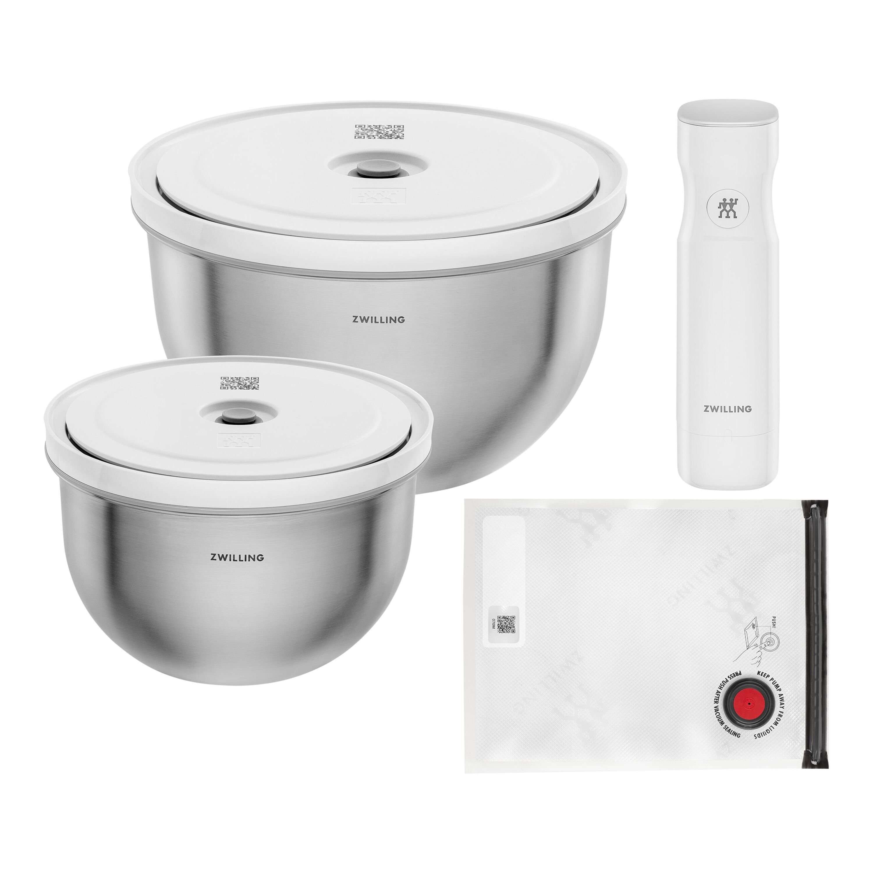 ZWILLING FRESH & SAVE Bowls Vacuümkommen startset, roestvrijstaal - FRESH & SAVE Bowls - ZWILLING