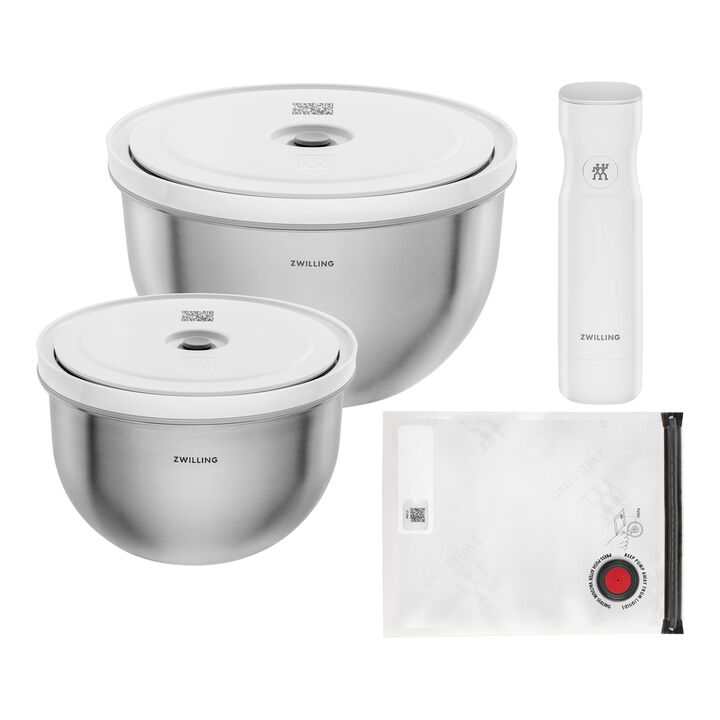 FRESH & SAVE Bowls, Vacuümkommen startset, roestvrijstaal, large 1