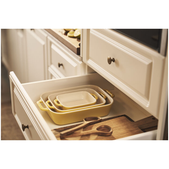 Ceramique, Rectangular Baking Dish Set Citron 3 Piece, large 2