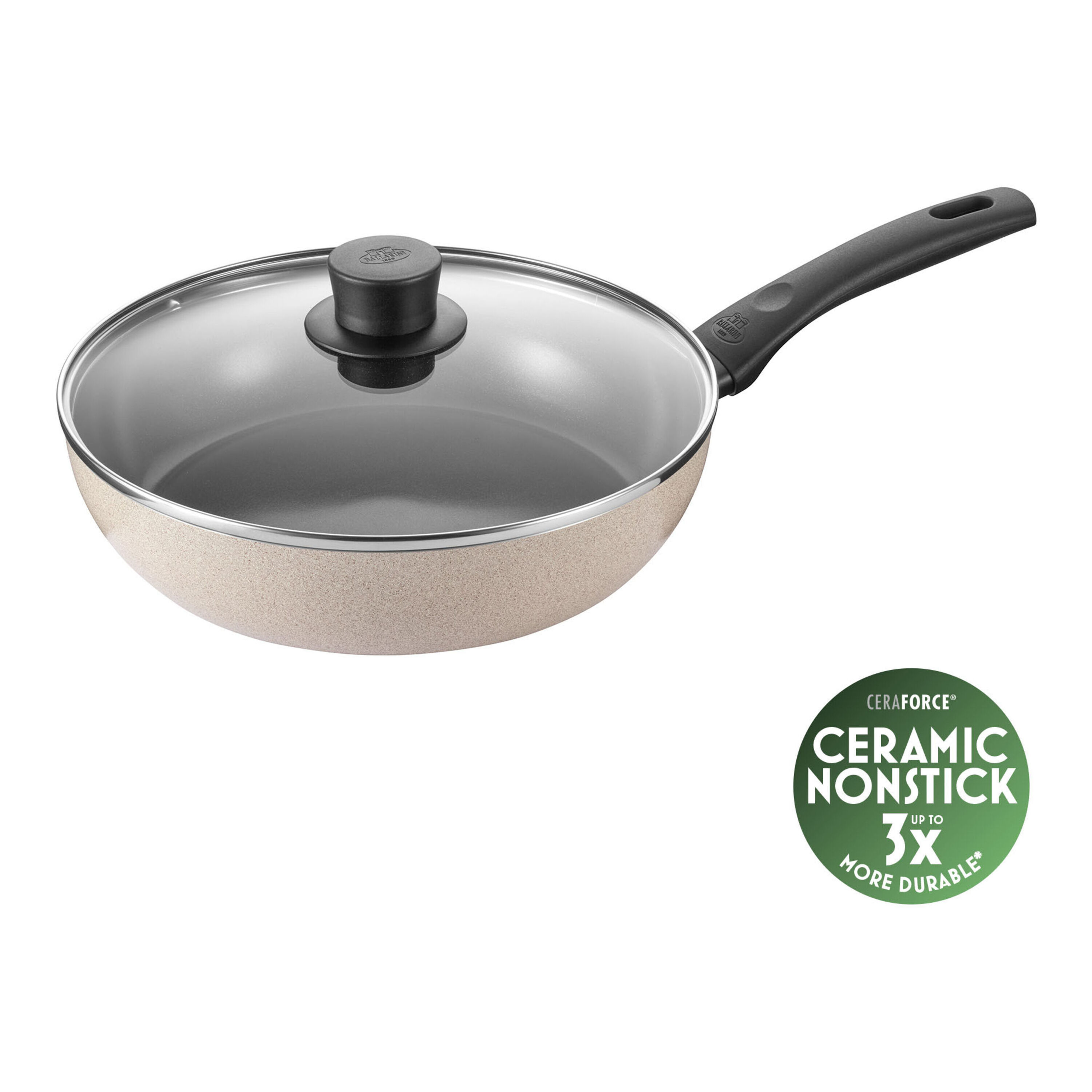 Ballarini Black Ledro Saute Pan With Lid, 28 Cm, Aluminium, Ceramic Non-Stick Coating