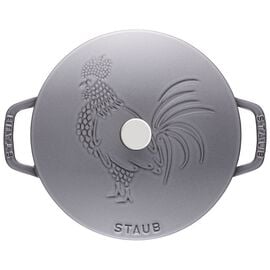 Staub Cast Iron - Specialty Shaped Cocottes, 3.75 qt, Essential French Oven Rooster Lid, graphite grey