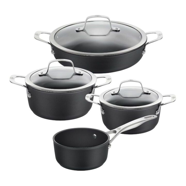 Alba, Set de casseroles, 4-pcs. /16/20/24/28 cm, noir mat, Aluminium , large 1