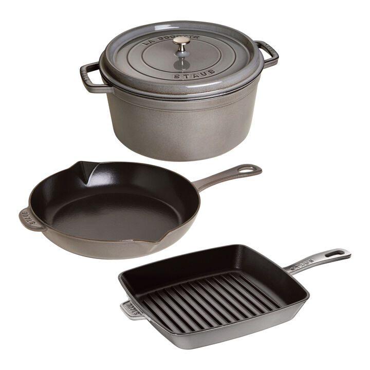 Cast Iron, 4 Piece, Mixed set, graphite-grey, large 1