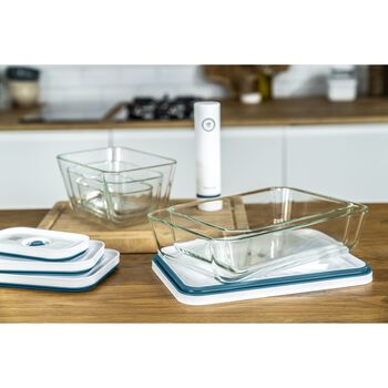 Vakumlu Saklama Kabı Seti, S/M/L / 3-parça, Borosilikat Cam, Akdeniz Mavisi,,large 7