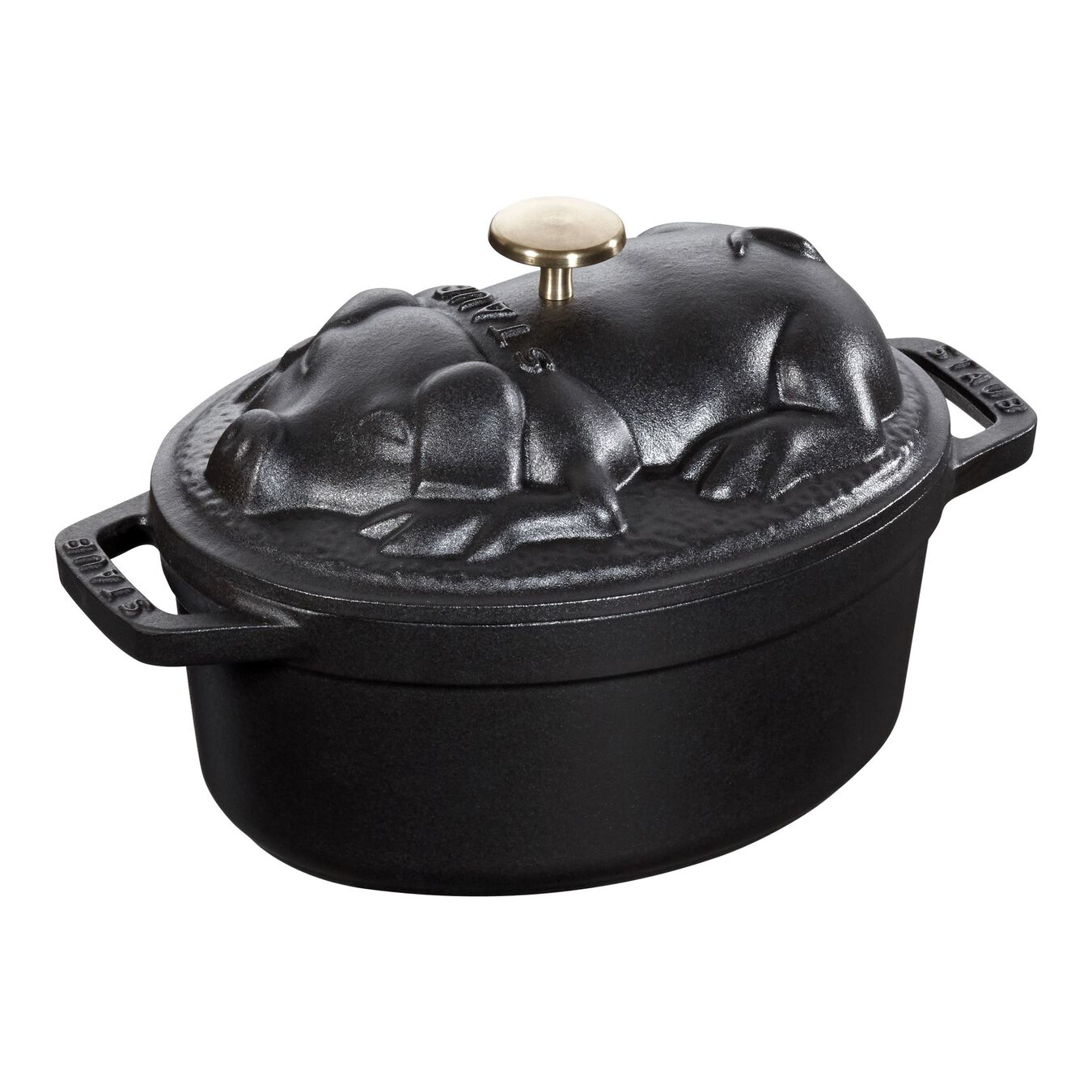 1 l cast iron oval Cocotte, black,,large 1