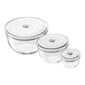 Vacuum bowl set S/M/L / 6-par&ccedil;a, Cam, şeffaf-beyaz,,large 1