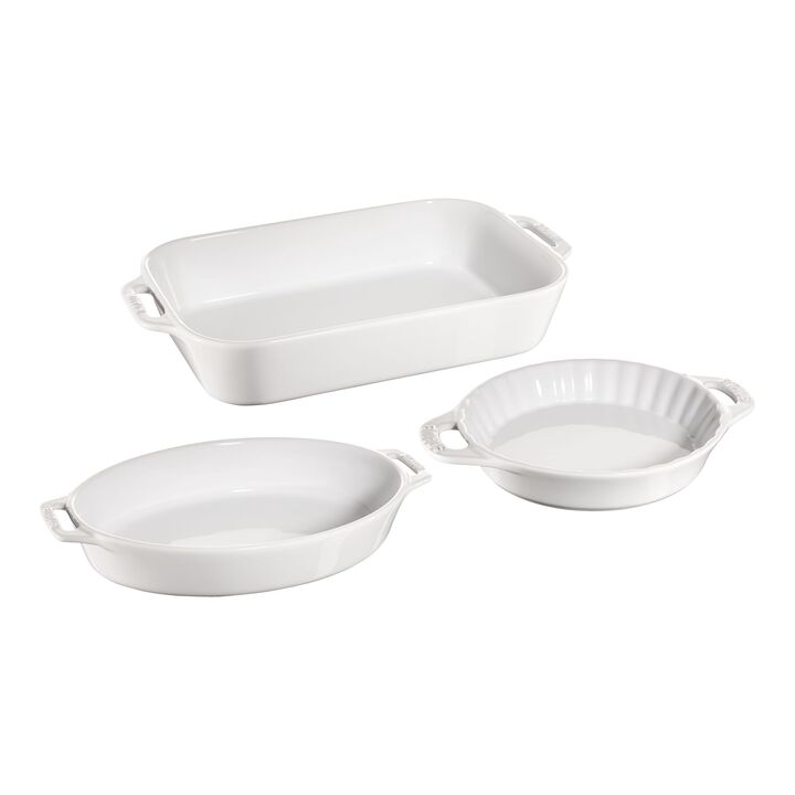 Ceramique, Mixed Baking Dish Set White 3 Piece, large 1