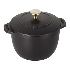 Staub 鋳物ホーロー鍋, ラ・ココット de GOHAN 16 cm, ラウンド, ブラック, 鋳鉄