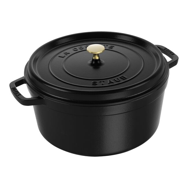 8.75 qt, Round, Cast Iron, Dutch Oven, Black Matte