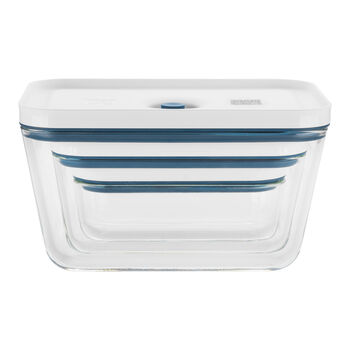 Vakumlu Saklama Kabı Seti, S/M/L / 3-parça, Borosilikat Cam, Akdeniz Mavisi,,large 2