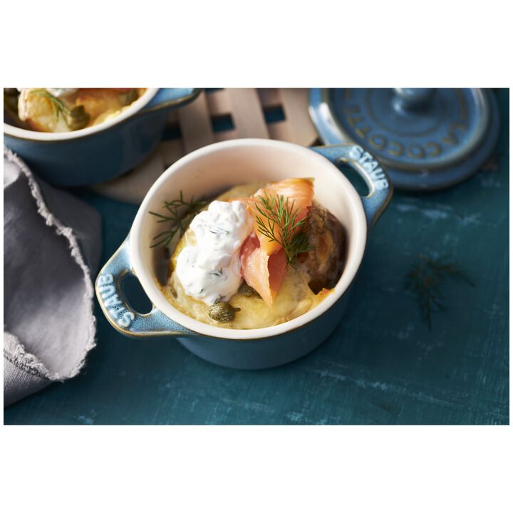 Ceramique, Cocotte Set 4-tlg, rund, Antik-Türkis, Keramik, large 4