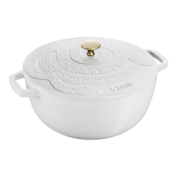 Cast Iron, 5.25 qt, Essential French Oven with Snake Lid, pure-white, large 1
