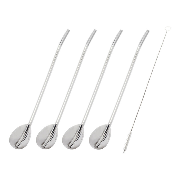 Flatware Accessories, 5-pc, Spoon Straw Set With Cleaning Brush, large 1