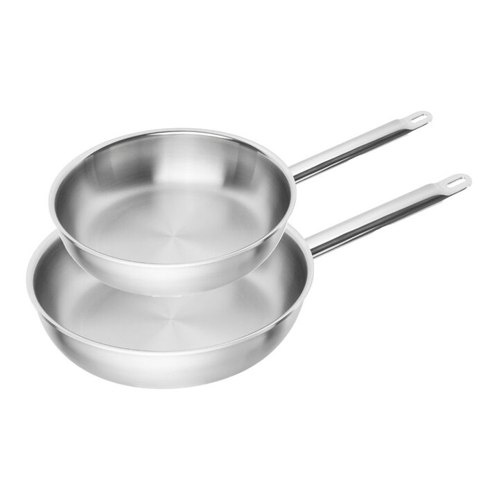 Pro, Conjunto de 2 frigideiras de aço inoxidável sem revestimento, large 1