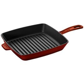 Staub Cast Iron - Grill Pans, 12-inch, cast iron, square, Grill Pan, grenadine