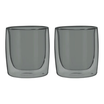 2-pc tumbler glass set - smoke grey, Double wall ,,large 1