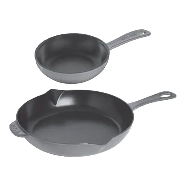 Pans, 2 Piece cast iron Fry pan set, large 1
