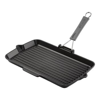 34 x 21 cm rectangular Cast iron Grill pan with pouring spout black,,large 1