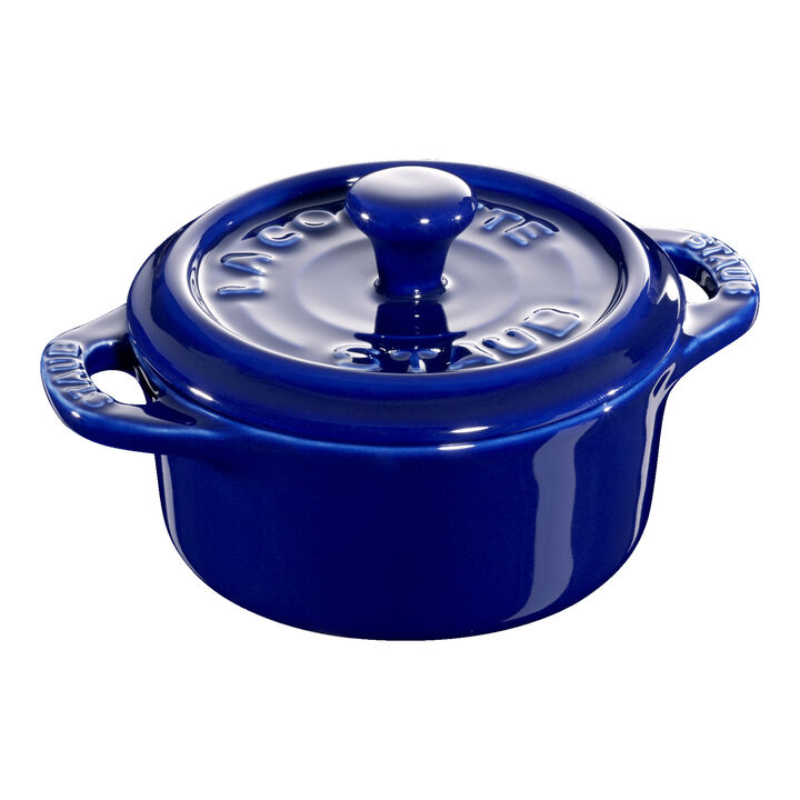 Stoneware, 3-pc, Mini Round Dutch Oven Set, dark blue, large 2