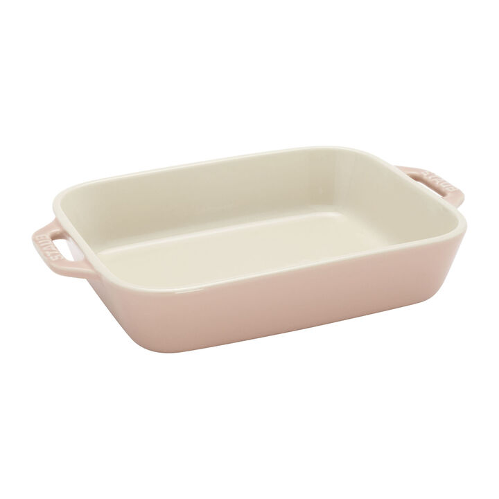 Stoneware, 3-pc, Rectangular Baking Dish Set, light pink, large 3