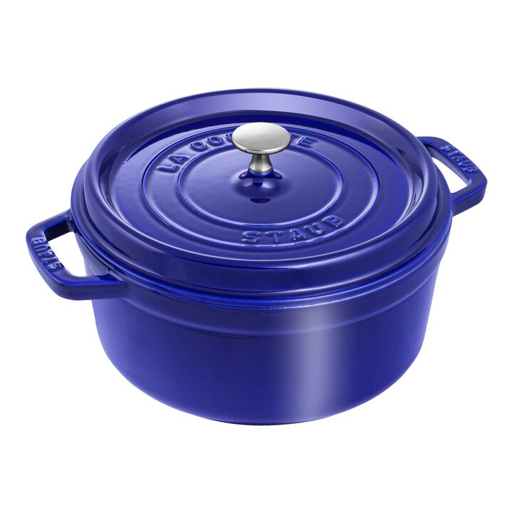 Cast Iron, 4 qt, Round, Dutch Oven, Dark Blue, large 1