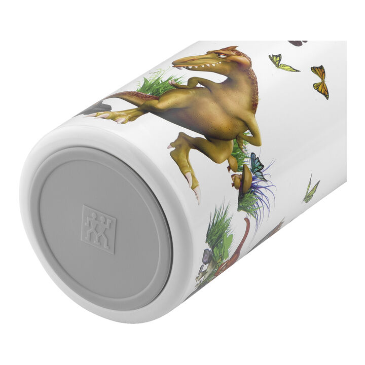 Dinos, Dinos Drinking Bottle, 350 ml, stainless steel, white-grey, large 4