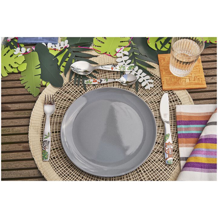 Jungle, 4-pcs polished Children's cutlery set, large 4