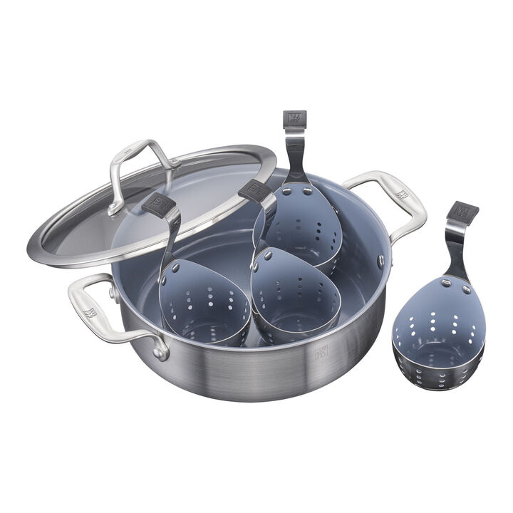 Spirit Ceramic Nonstick, Egg poacher 4 inserts, 18/10 Stainless Steel, large 1