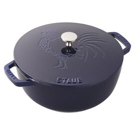 Staub Cast Iron - Specialty Shaped Cocottes, 3.75 qt, Essential French Oven Rooster Lid, dark blue