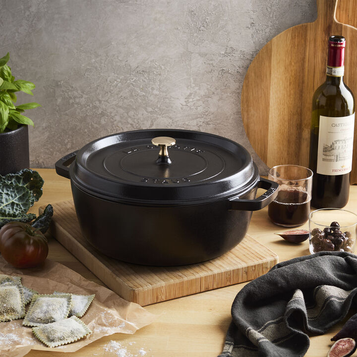 La Cocotte, Cocotte bas 28 cm / 5,7 l, Rond, Noir, large 2