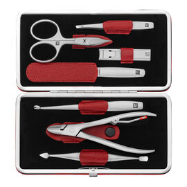 8-pcs Calf leather Snap fastener case red