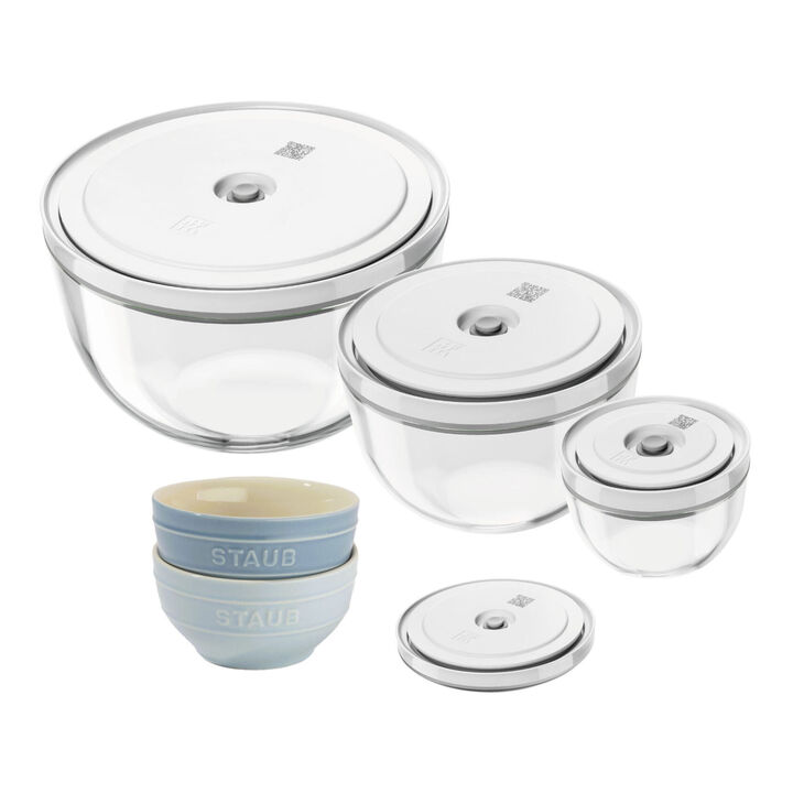 Fresh & Save BOWLS, 真空保存ボウル,セラミックボウル マカロンブルー セット, large 1