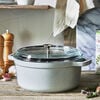 Cast Iron, 4 qt, round, Glass Lid Cocotte, white truffle, small 4