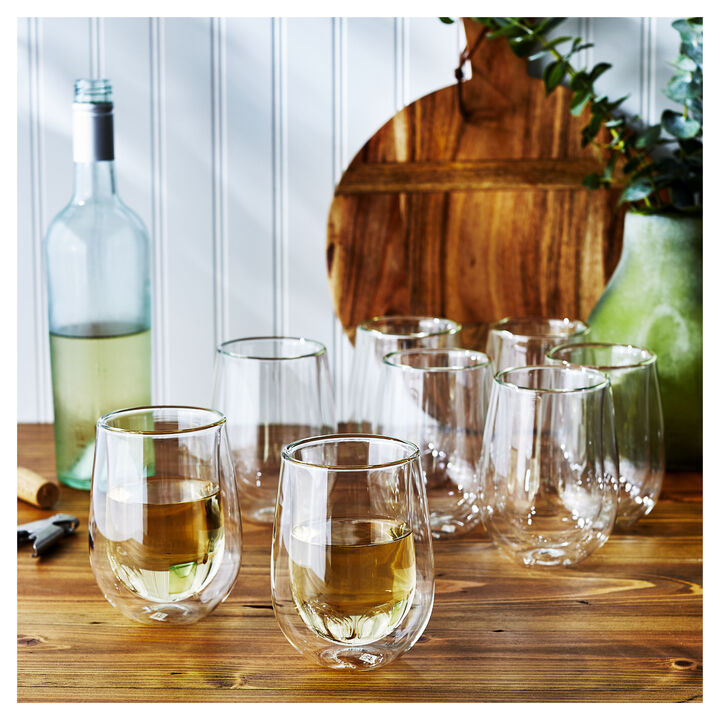 Sorrento Double Wall Glassware, 10-oz / 8-pc  Stemless White Wine Glass Set, large 4