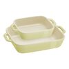 Ceramique, 2-pcs rectangular ceramic Ovenware set light green, small 1