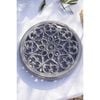 23 cm round cast iron Trivet, lily decal, graphite-grey,,large