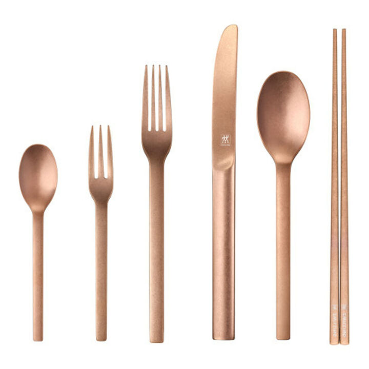 Minimale (matted), 24 Piece Flatware Set rose gold PVD coated, large 1