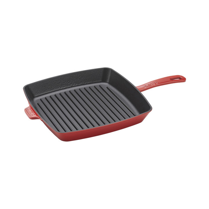 Grill Pans, 30 cm cast iron square American grill, cherry - Visual Imperfections, large 2