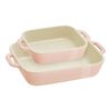 Ceramique, 2-pcs rectangular ceramic Ovenware set light pink, small 1