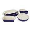 Ceramic, 8-pc, Bakeware set, dark blue, small 1