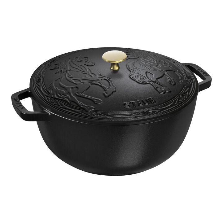 La Cocotte, 4.8 l cast iron round Year of the Horse French Oven, black, large 1
