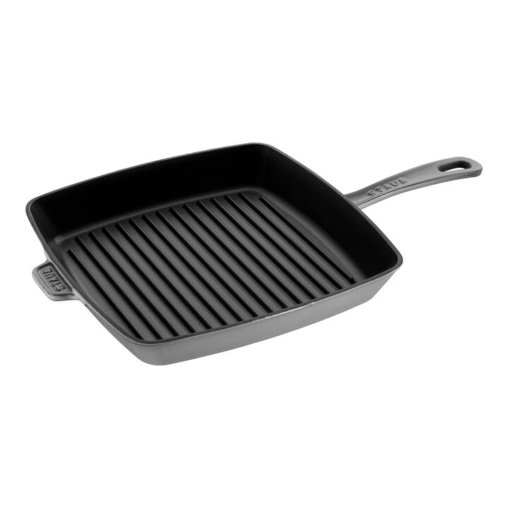 Cast Iron, 12-inch, Cast Iron, Square, Grill Pan, Graphite Grey, large 1