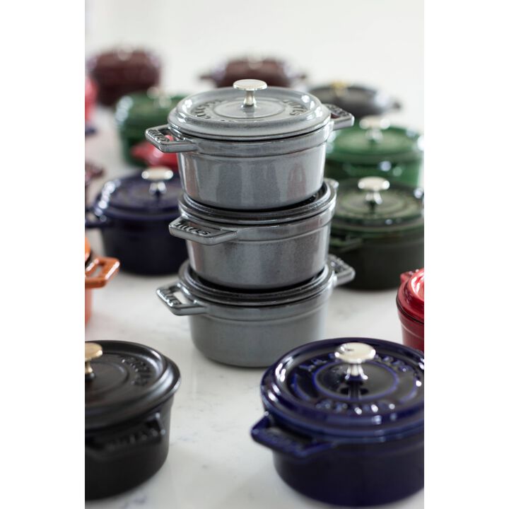 鋳物ホーロー鍋, ピコ・ココット 14 cm, ラウンド, グレー, 鋳鉄, large 2