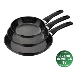 Bratpfannenset, 3-tlg. / 20/24/28 cm, Schwarz, Aluminium/Antihaftbeschichtung 
