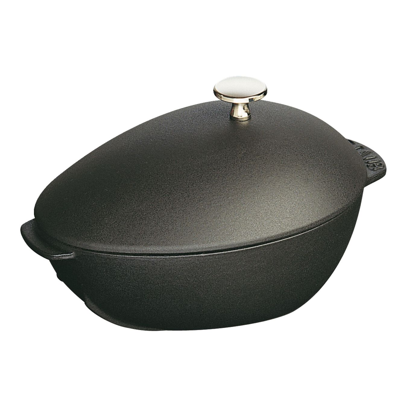 25 cm oval Cast iron Mussel pot black,,large 1