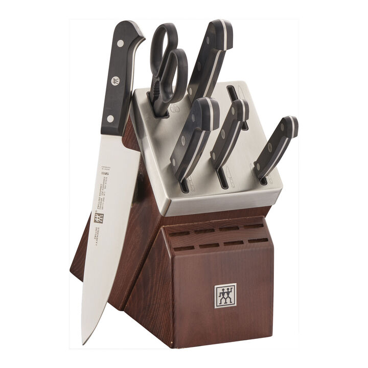 Gourmet, 7-pc, Self-Sharpening Knife Block Set , brown, large 1