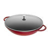 Specialities, 37 cm / 14.5 inch cast iron Wok with glass lid, cherry, small 2