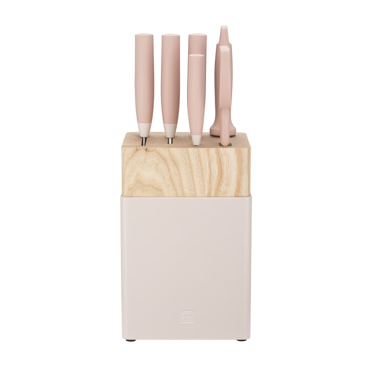 Now S, 7-pc, Knife block set, pink, large 1