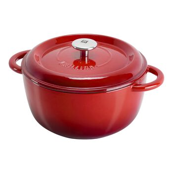 Cocotte 24 cm, rund, Rot, Gusseisen,,large 1