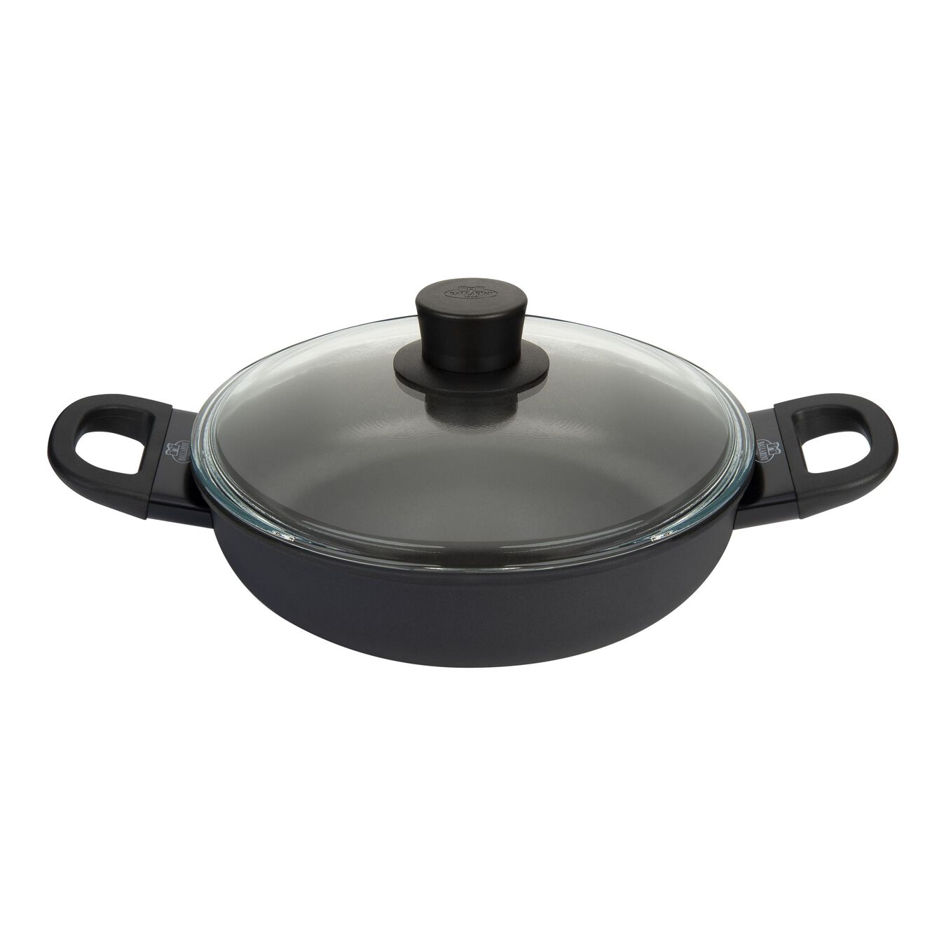  PTFE round Saucier and sauteuse with glass lid, black,,large 1